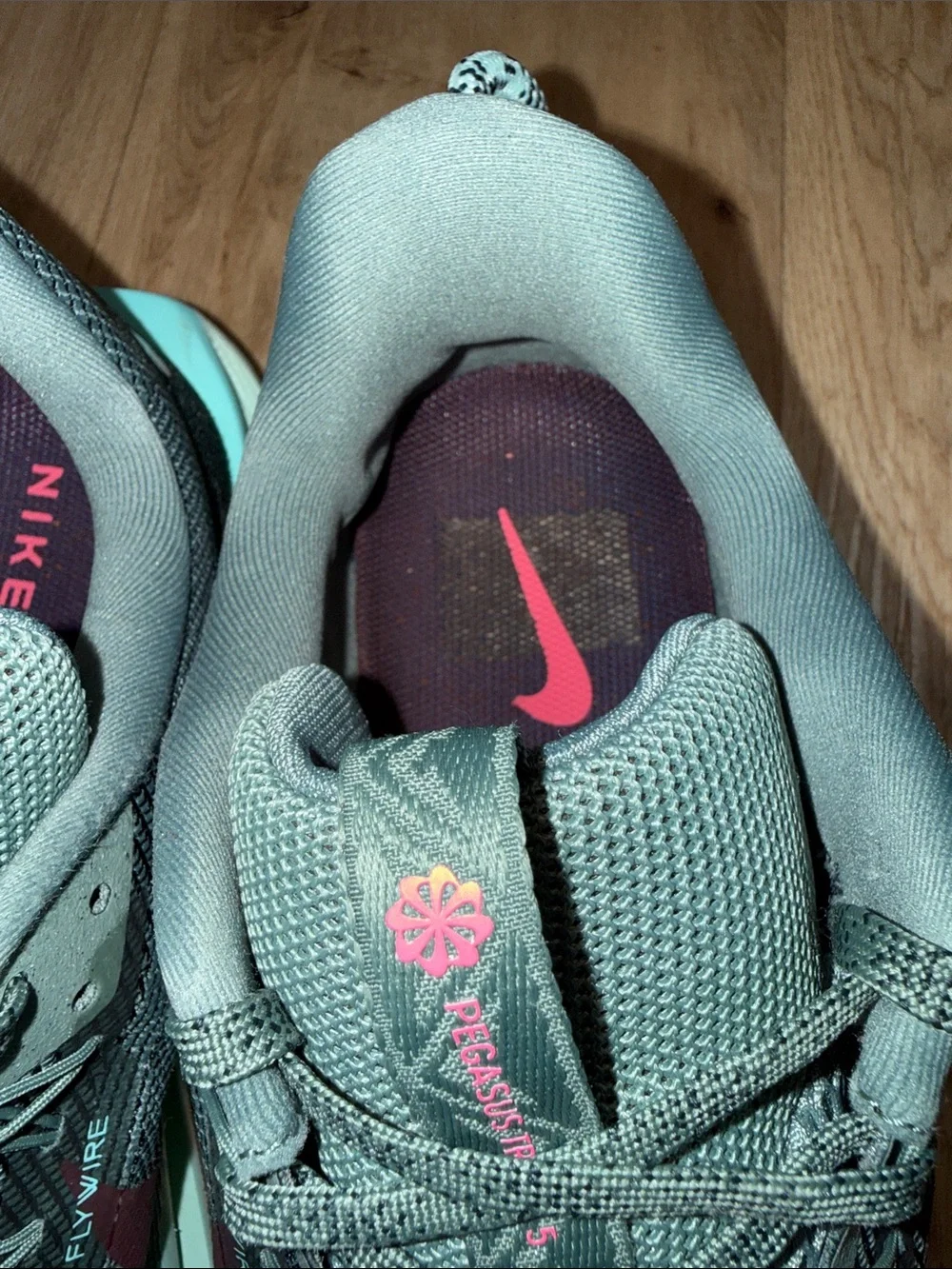 Nike PegasusTrail 5 Running Shoes - Green Mint and Maroon Accents